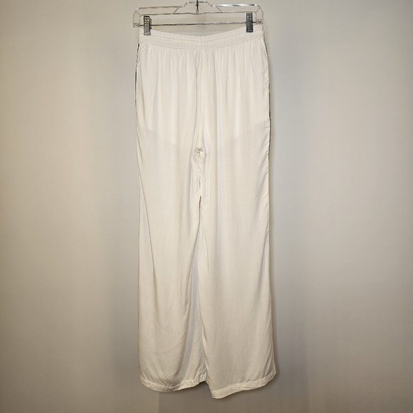 Indigo Rein white with red stripe rayon wide leg side slit beach pants size S US - Picture 7 of 10